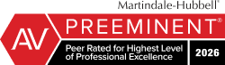 Martindale-Hubbell AV Preeminent | Peer Rated for Highest Level of Professional Excellence | 2026